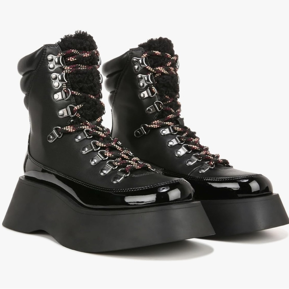 Circus NY by Sam Edelman Women's Gail Black Platform Lace Up Boots Size 9 NEW - Picture 2 of 10